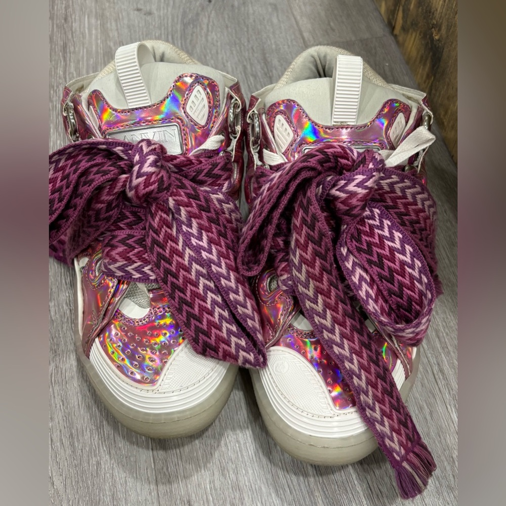 Lanvin Women's Holographic Sneakers with Pink and Purple Details